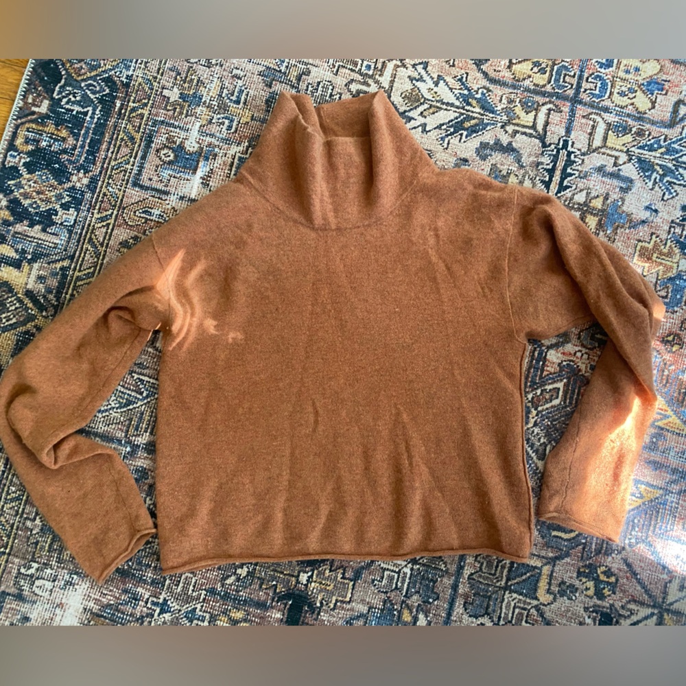 Free People Rust Brown Cowl Turtleneck Sweater